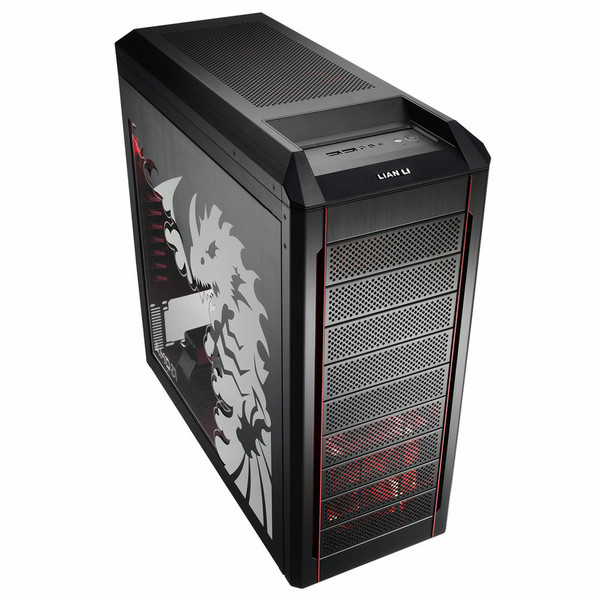 Lian Li PC-P50R Midi-Tower Schwarz, Rot Computer-Gehäuse