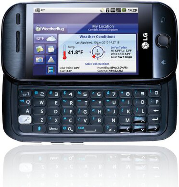 LG GW620 Одна SIM-карта Черный смартфон