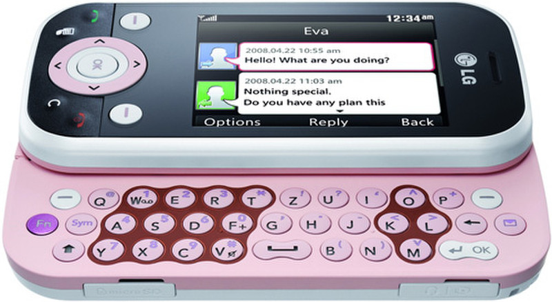 LG KS365 Одна SIM-карта Розовый, Белый смартфон
