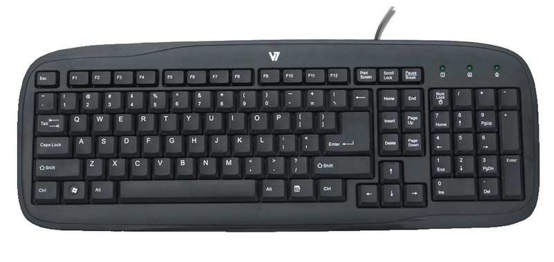 V7 Standard Keyboard USB QWERTY Black keyboard
