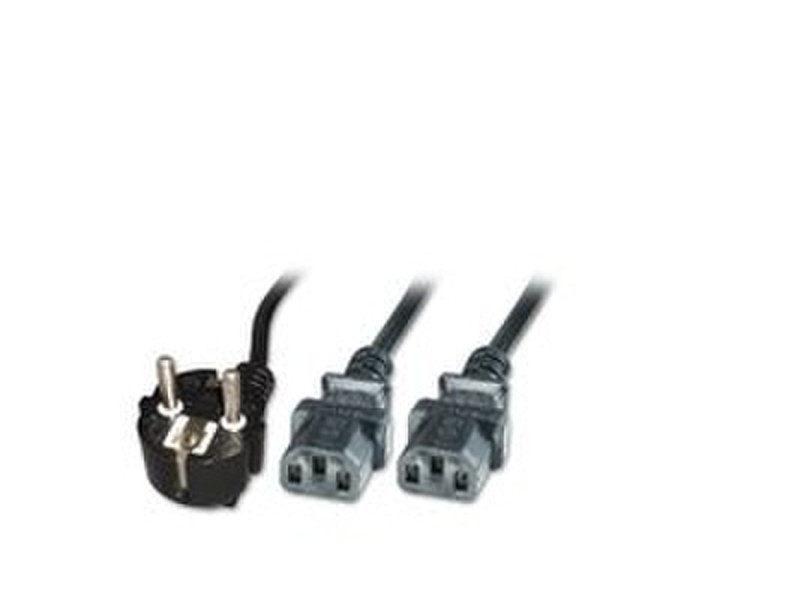 Microconnect PE011318 1.8m Power plug type F 2 x C13 coupler Black power cable