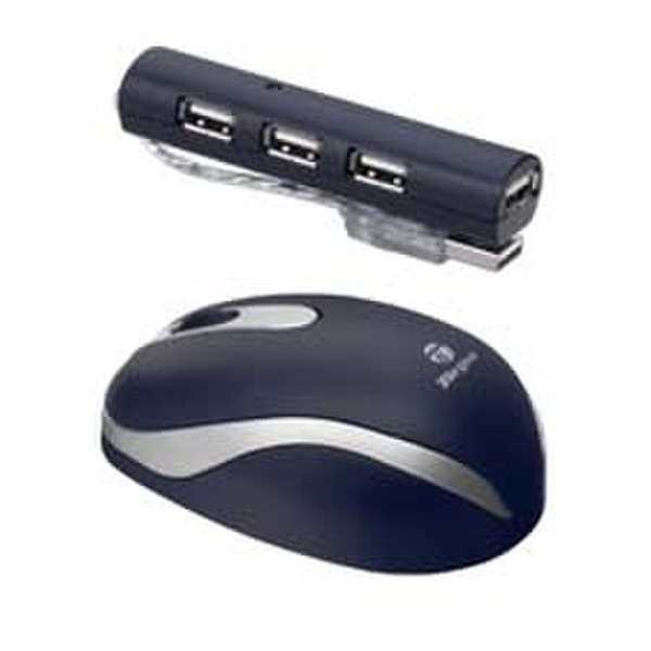 Targus USB 2.0 4 Port Hub & Wireless Mouse Беспроводной RF Оптический Синий компьютерная мышь