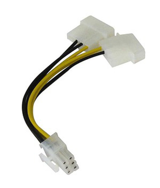 Siig CB-PW0311-S1 2 x 4-pin LP4 M 6-pin PCIe M Черный, Желтый кабельный разъем/переходник