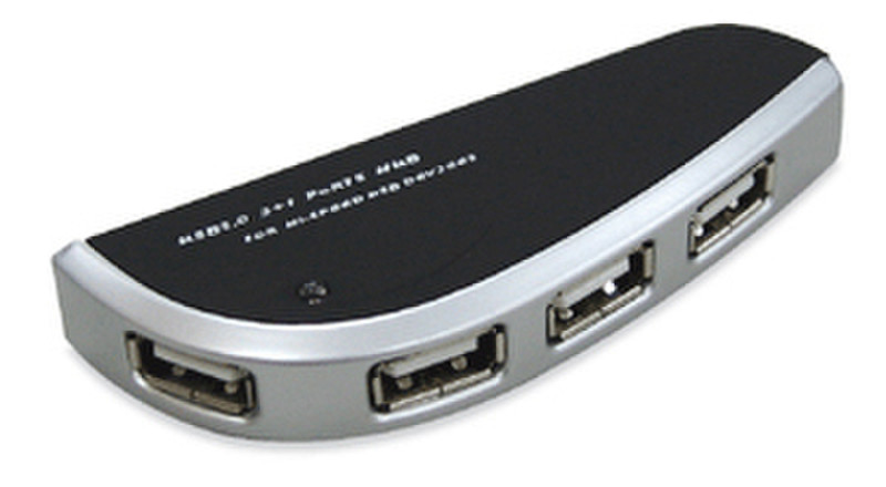 Siig 4-port USB 2.0 480Мбит/с Черный, Cеребряный хаб-разветвитель