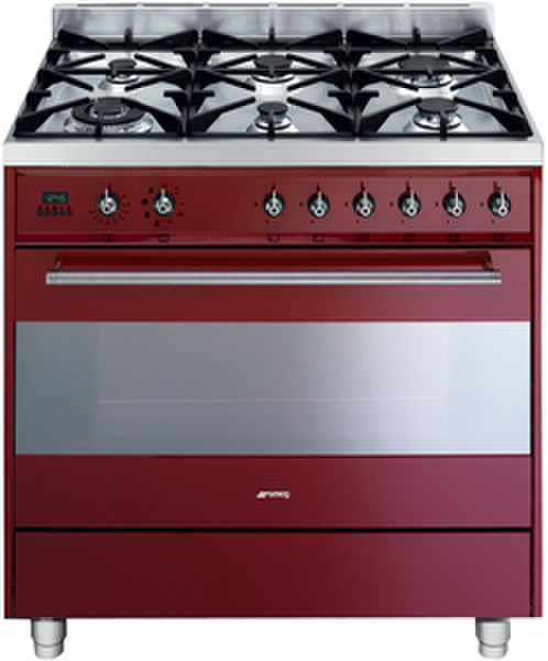 Smeg C9GMR Freestanding Gas hob B Red cooker