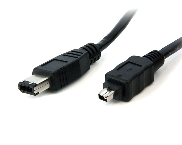 StarTech.com 0.3 m, IEEE-1394 Firewire Cable, 4 pin-6 pin, M/M 0.3m Schwarz Firewire-Kabel