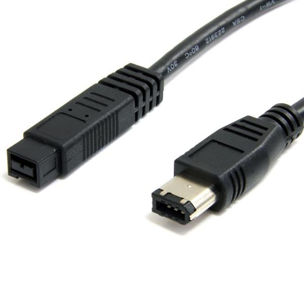 StarTech.com 0.3 m, IEEE-1394 Firewire Cable, 9 pin-6 pin, M/M 0.3м Черный FireWire кабель