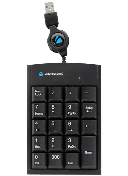 Acteck Portable keypad hub USB Numeric Black keyboard