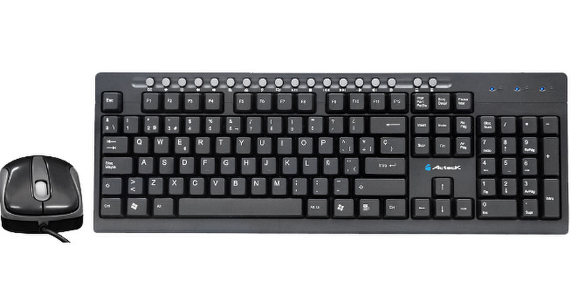 Acteck AK2-3000 USB+PS/2 QWERTY Schwarz Tastatur