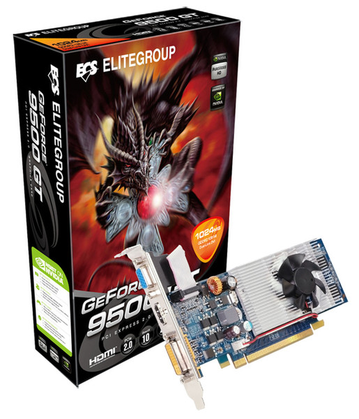 ECS Elitegroup N9500GTC-1GQS-F GeForce 9500 GT 1GB GDDR2 graphics card