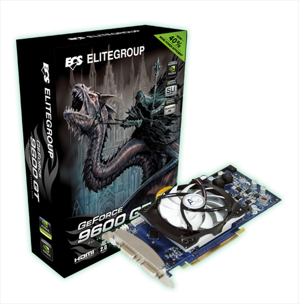 ECS Elitegroup N9600GTE-1GMU-F GeForce 9600 GT 1GB GDDR3 graphics card