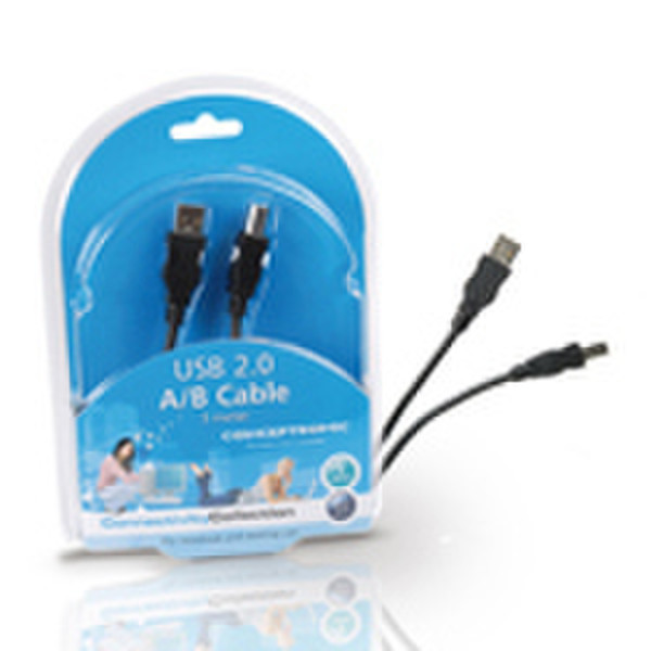 Conceptronic USB 2.0 Cable (A-B) - 3.0m 3м Черный кабель USB
