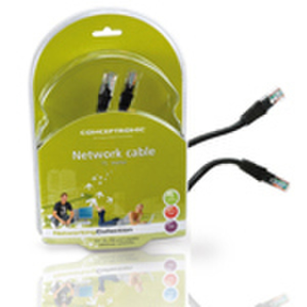 Conceptronic CAT 5E Cable - 15m, Black 15м Черный сетевой кабель