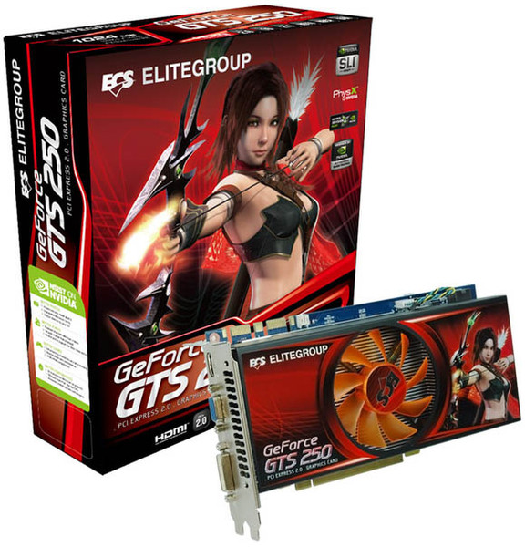 ECS Elitegroup NGTS250-512QX-F GeForce GTS 250 GDDR3 graphics card