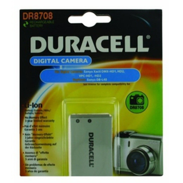 Duracell Digital Camera Battery 3.7v 1150mAh Lithium-Ion (Li-Ion) 1150mAh 3.7V Wiederaufladbare Batterie