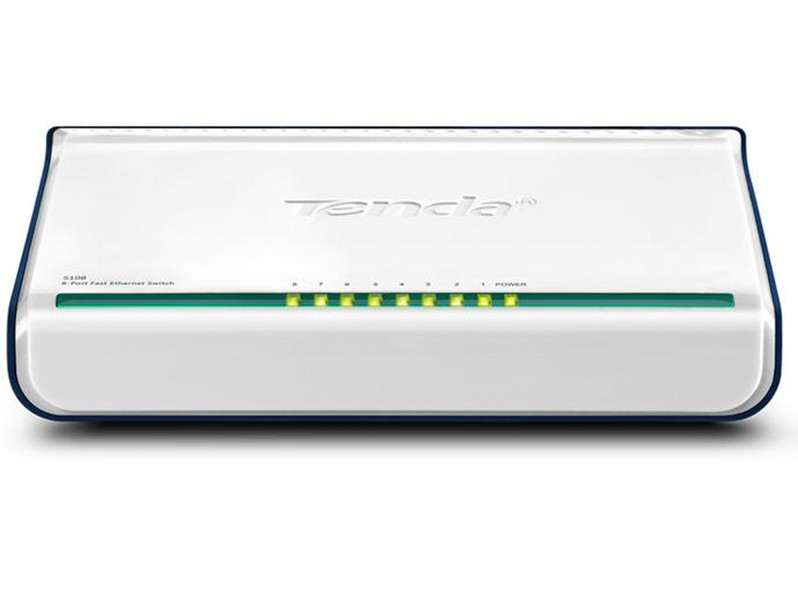 Tenda 8-Port Fast Ethernet Switch Неуправляемый Белый