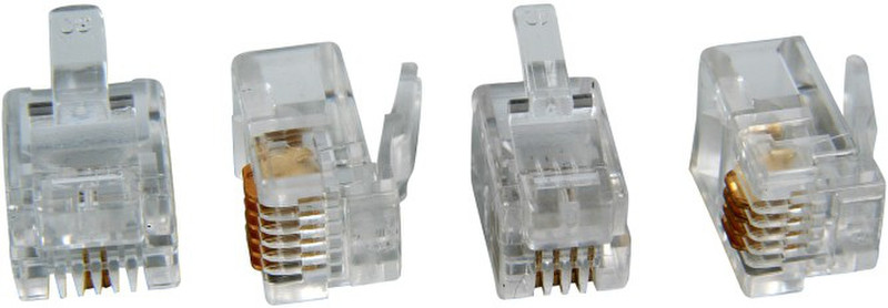 Variant 10pcs MP-091 T-4P4C RJ-9 CAT 3 Transparent wire connector