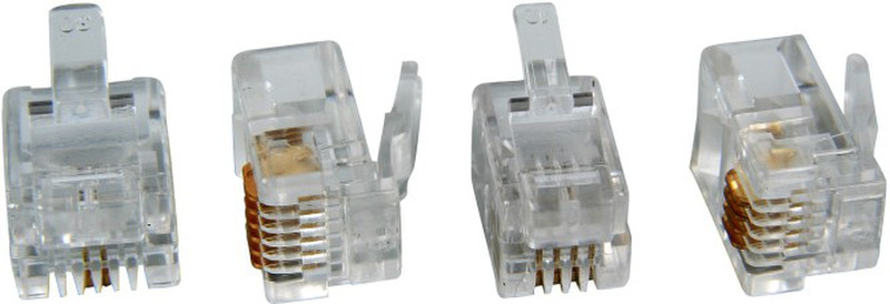 Variant 100pcs MP-094 T-6P4C RJ-11 CAT 3 Transparent wire connector