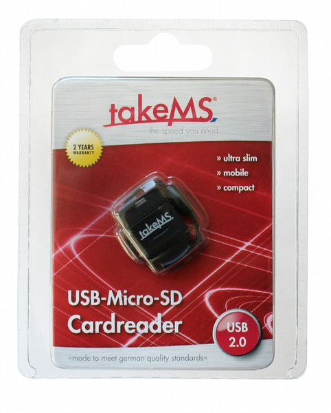 takeMS USB-Micro-SD Cardreader USB 2.0 Черный устройство для чтения карт флэш-памяти