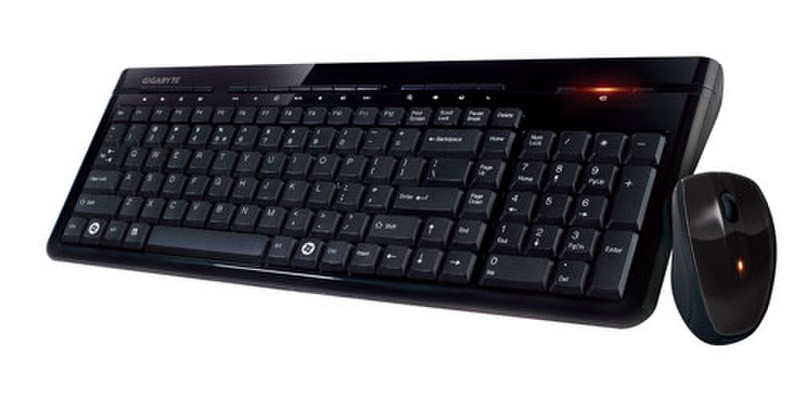 Gigabyte KM7580 Беспроводной RF QWERTY Английский Черный клавиатура