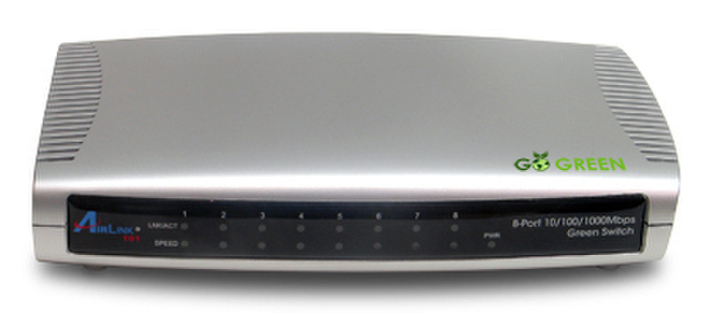 AirLink 8-Port Gigabit Ethernet Switch Неуправляемый Cеребряный