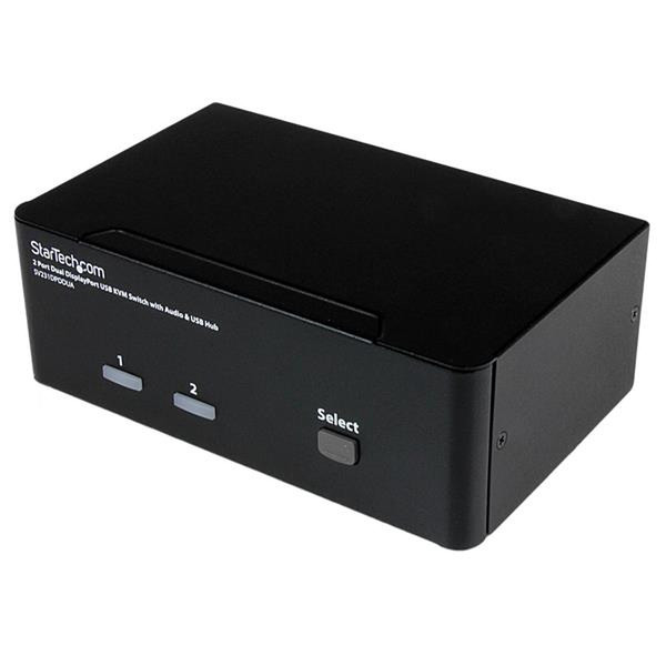 StarTech.com 2 Port Dual DisplayPort USB KVM Switch mit Audio - DisplayPort Desktop KVM Umschalter