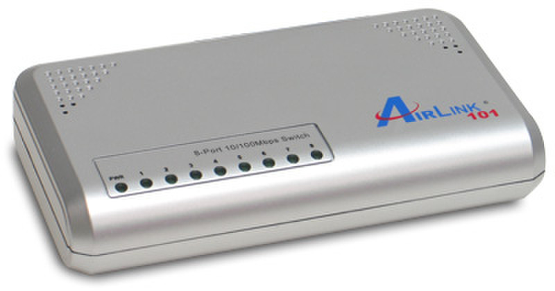 AirLink 8-Port Fast Ethernet Switch Неуправляемый Cеребряный