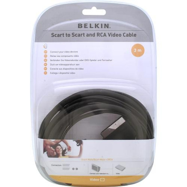 Belkin SCART M / SCART M & 2 x RCA F, 3M 3m SCART cable