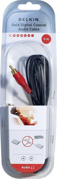 Belkin Digital coax audio cable RCA-M/RCA-M 5M GOLD 5m Black coaxial cable