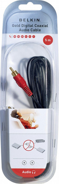 Belkin Digital coax audio cable RCA-M/RCA-M 5M GOLD 5m Schwarz Koaxialkabel