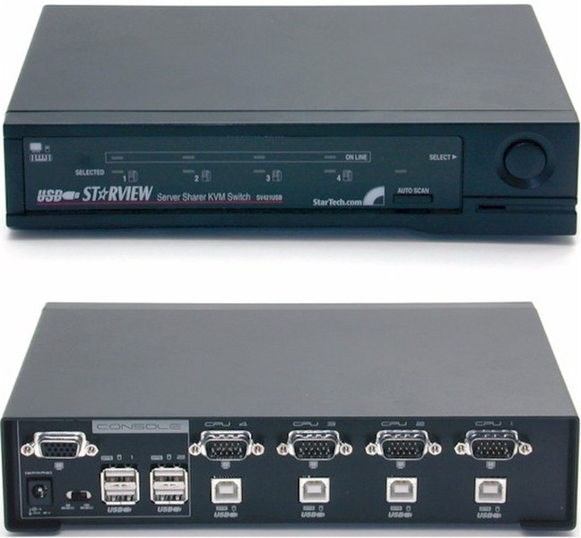 Newstar 4-Port USB KVM Switch Schwarz Tastatur/Video/Maus (KVM)-Switch