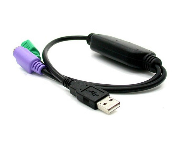 Newstar USB2PS2 USB 2x PS/2 Black cable interface/gender adapter