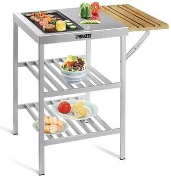 Princess 110402 Grill Cooking station Electric 1800W Stainless steel,Wood barbecue