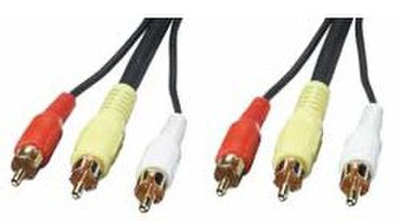 Lindy 35545 15m 3 x RCA 3 x RCA Black composite video cable