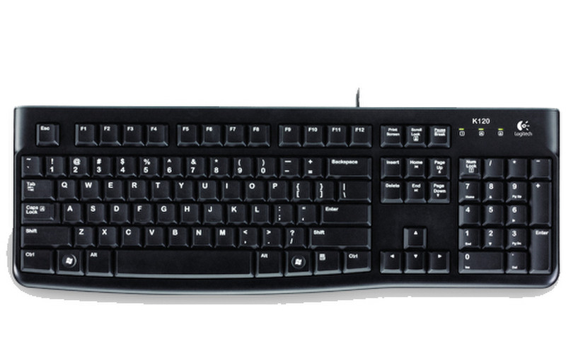 Logitech K120 USB QWERTY Венгерский Черный клавиатура