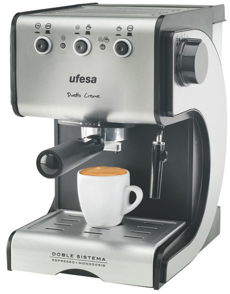 Ufesa CE7141 Espresso machine 1.5л 2чашек Черный, Cеребряный кофеварка