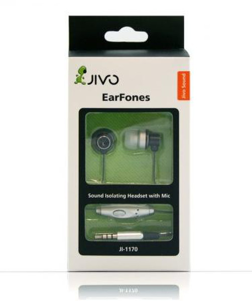 Jivo Technology EarFones Binaural Verkabelt Schwarz, Silber Mobiles Headset
