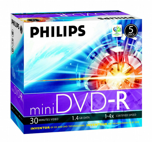 Philips 5 x miniDVD-R - 1.4GB / 30min 1.4ГБ