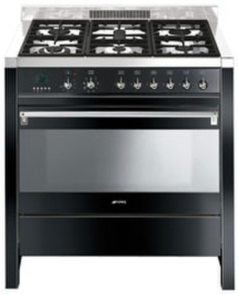 Smeg A1BL-6 Freestanding Gas hob Black cooker