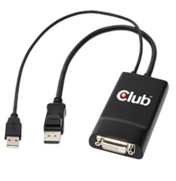 CLUB3D DisplayPort to DVI-D Dual Link Active Adapter Cable DisplayPort DVI Черный кабельный разъем/переходник