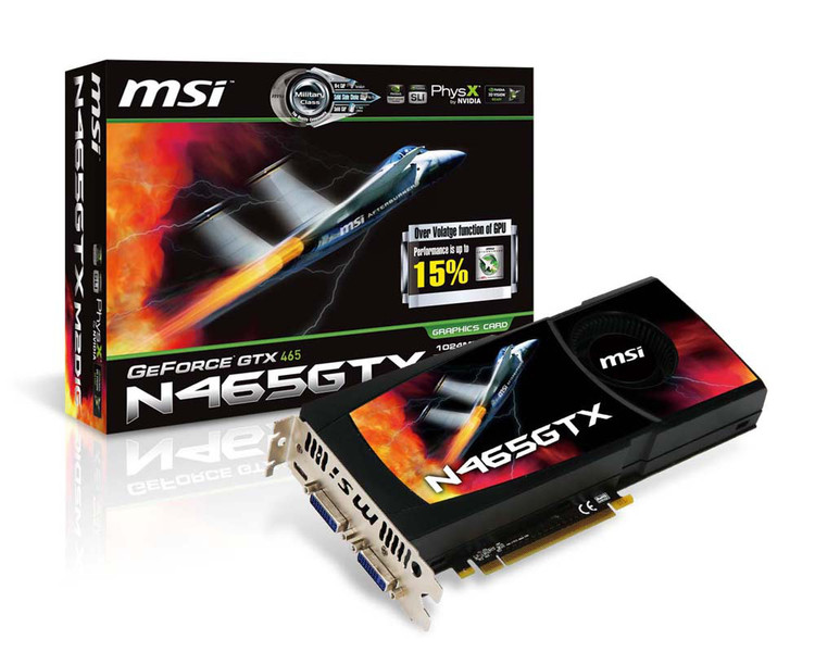 MSI N465GTX-M2D1G GeForce GTX 465 1ГБ GDDR5 видеокарта