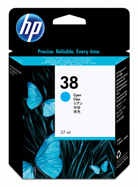 HP 38 Cyan Original Tintenpatrone, pigmentbasiert