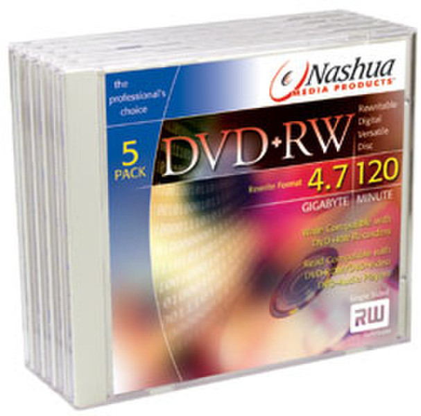 Nashua DVD+RW 4x 4,7GB 5-pack Jewelcase 4.7ГБ DVD+RW 5шт