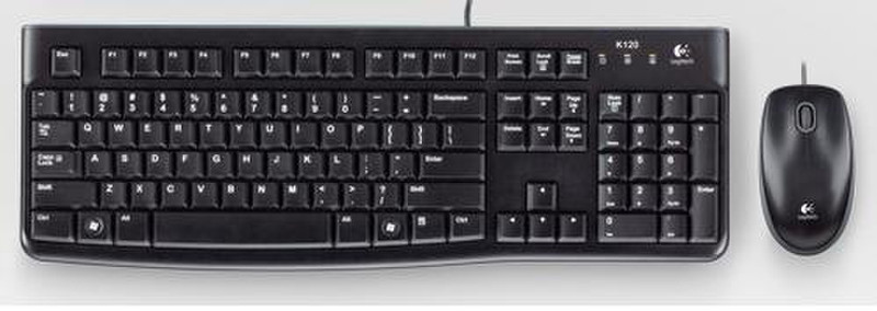 Logitech MK120 USB QWERTY Португальский Черный клавиатура