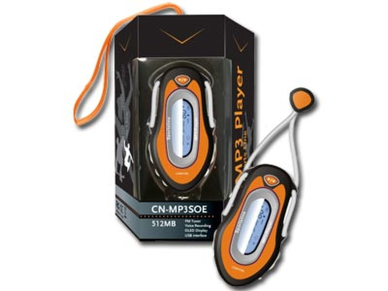 Canyon MP3 Player/Radio Flash, 512MB, USB2.0,OLED Display, Black/Orange