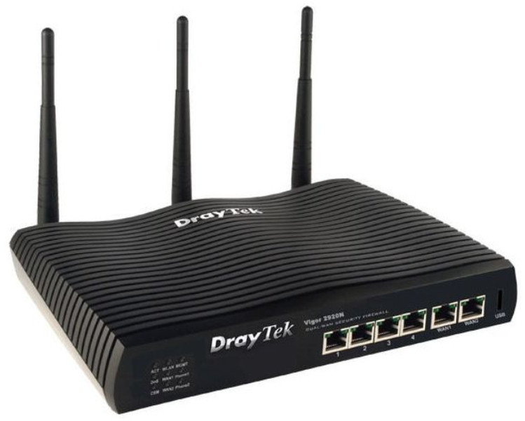 Draytek Vigor2920n Gigabit Ethernet Schwarz WLAN-Router