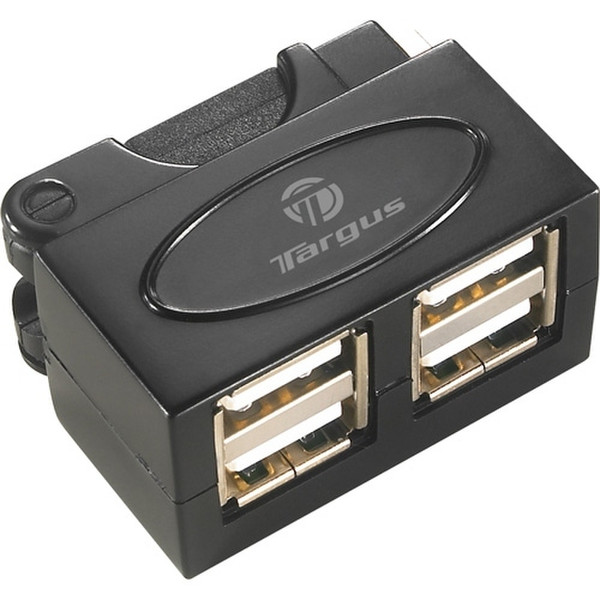 Targus Micro Travel USB 2.0 4-Port Hub 480Мбит/с Черный хаб-разветвитель