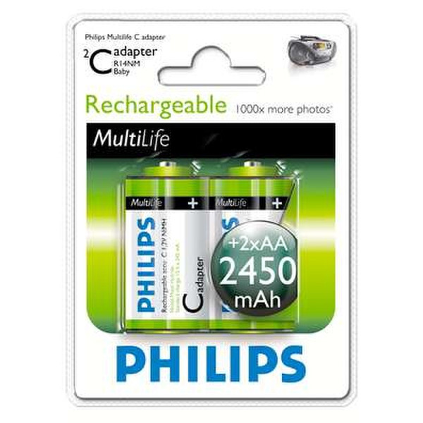 Philips Rechargeable accu C, 2450 mAh Nickel-Metal Hydride Nickel-Metal Hydride (NiMH) 2450mAh 1.2V rechargeable battery