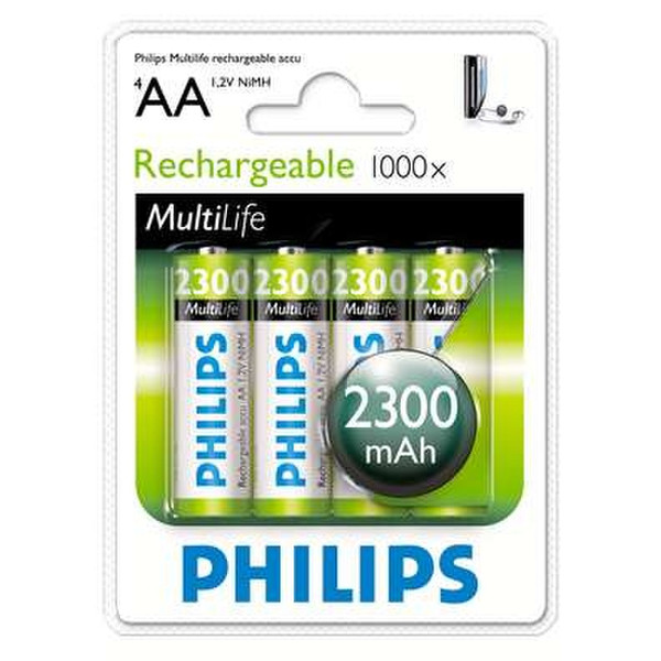Philips Rechargeable accu AA, 2300 mAh Nickel-Metal Hydride Nickel-Metal Hydride (NiMH) 2300mAh 1.2V rechargeable battery