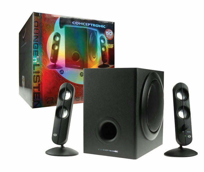 Conceptronic Lounge’n’LISTEN 2.1 Speakerset 50W Black loudspeaker